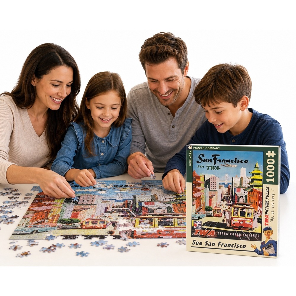 NY Puzzle Co TWA San Francisco 1000 Piece Puzzle‎ Sealed Vintage Travel Art